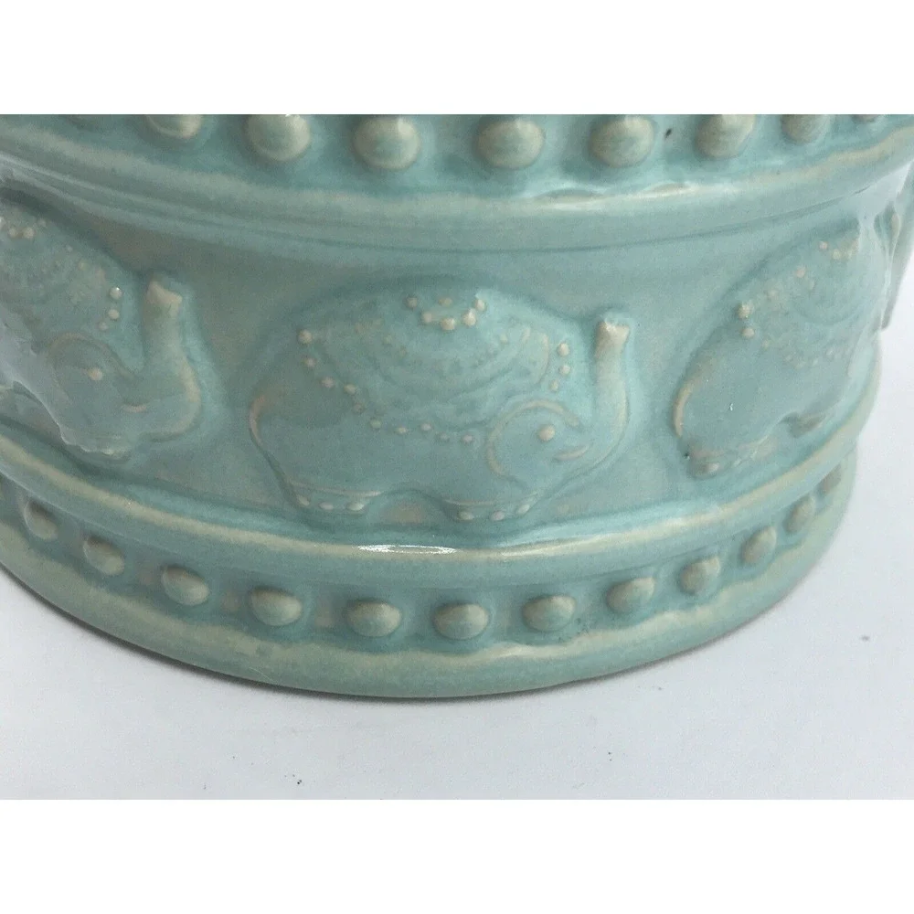 Cynthia Rowley Sand Elephant Trinket Jar Lid Apothecary Aztec Container Rare C28